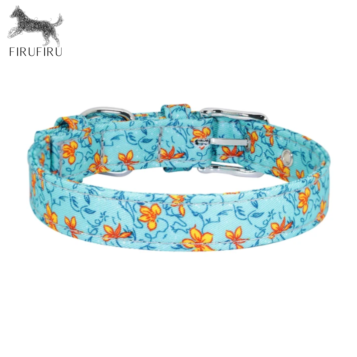 Dog Collar Blooming Blue